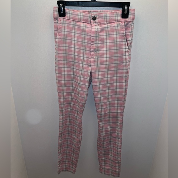 Hollister Ultra High-Rise Advanced Stretch Small Pink Plaid Pants - Picture 1 of 3